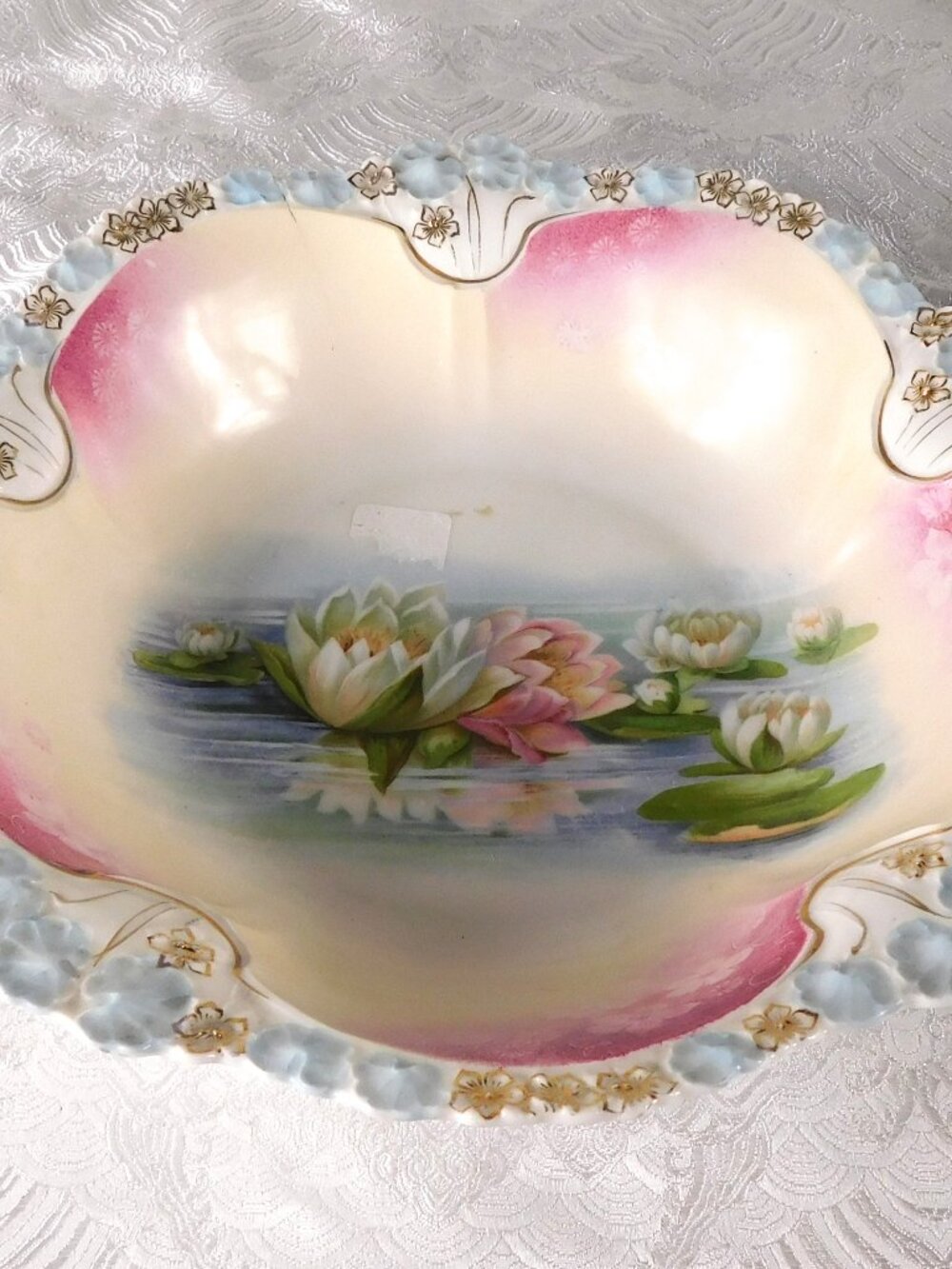 Pink and Blue Reinhold Schlegelmilch Serving Bowl with Water Lilies # 27371